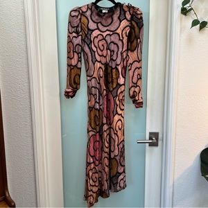 Vintage Asymmetrical Judy Hornby Velvet Burnout Dress